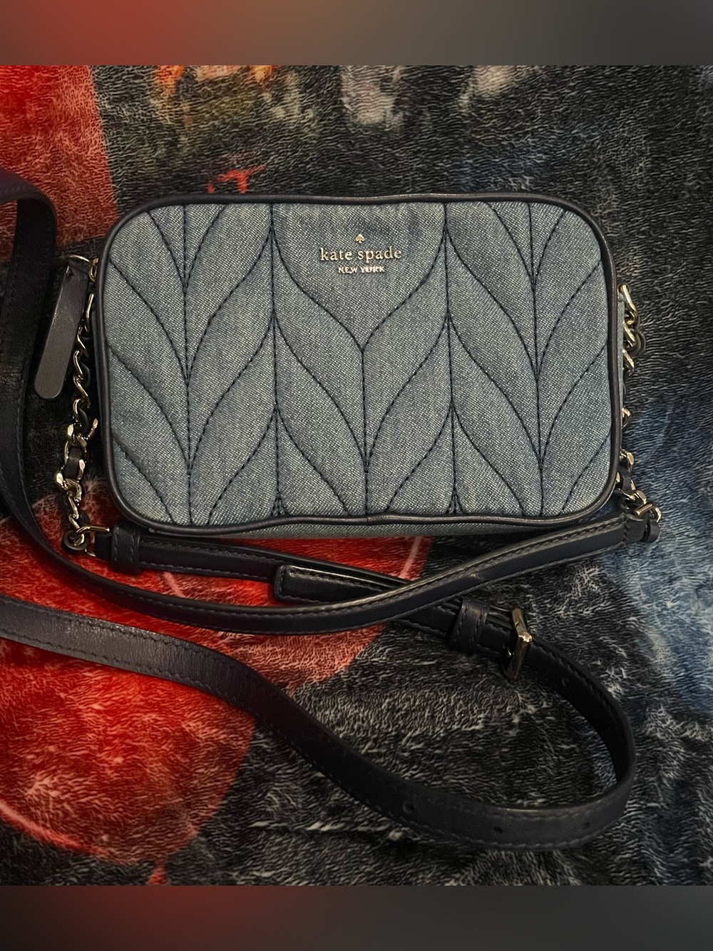 kate spade Quilted Denim Camera Crossbody Bag - Blue